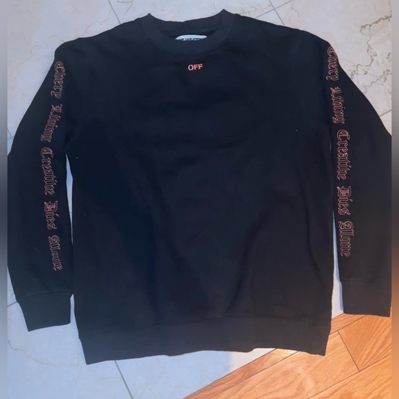 OFF WHITE x VLONE Every living creative dies alone Crewneck mens XS - Picture 6 of 15
